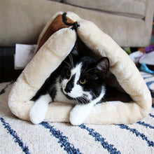 Load image into Gallery viewer, 2-IN-1 Foldable Soft Cat Bed Cave Winter Cat Tunnel
