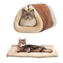 Load image into Gallery viewer, 2-IN-1 Foldable Soft Cat Bed Cave Winter Cat Tunnel