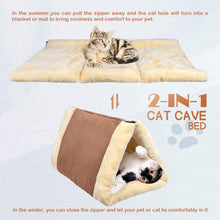 Load image into Gallery viewer, 2-IN-1 Foldable Soft Cat Bed Cave Winter Cat Tunnel
